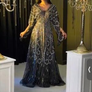 Elegant Black and Silver Evening Gown